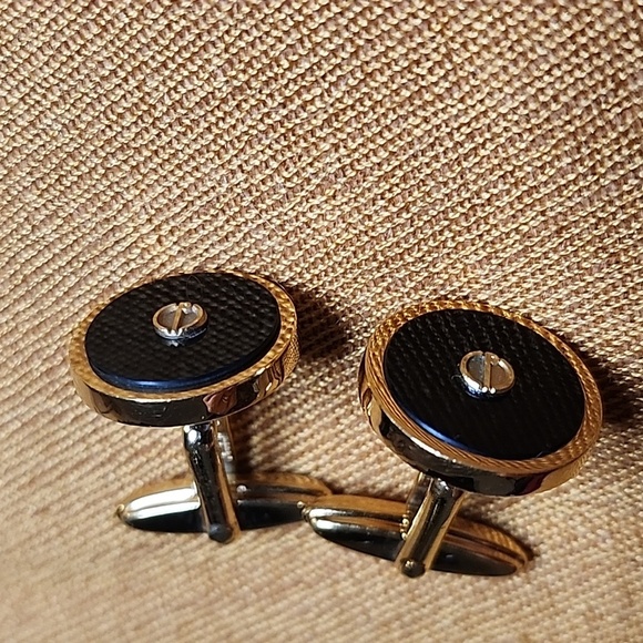 Dunhill cufflinks set Authentic gold plated with black enamel - Picture 9 of 14